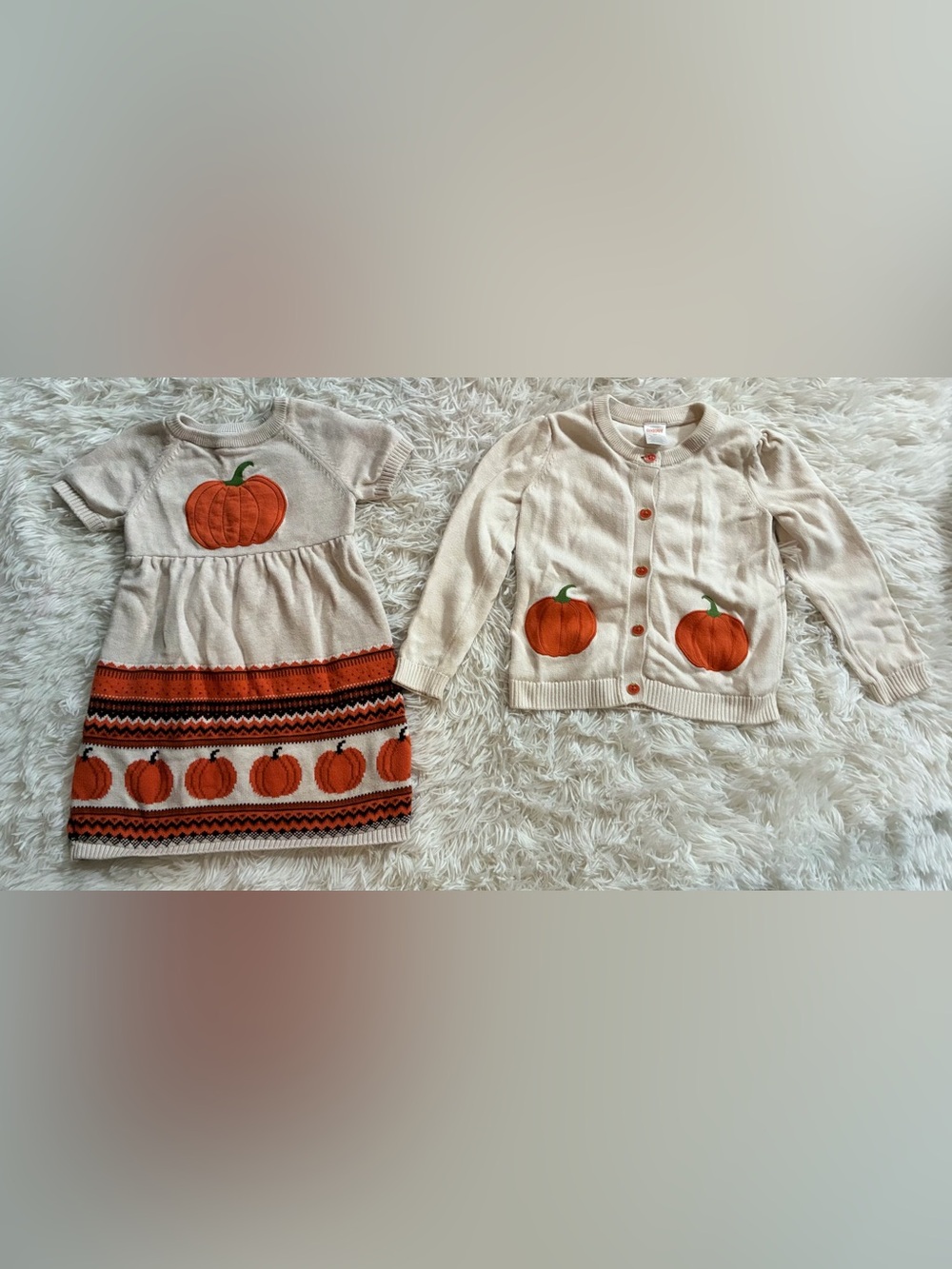 Gymboree Fall Pumpkin Patch Sweater Knit Dress & Sweater Cardigan Set Girls 4T